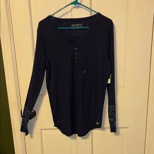 Eddie Bauer Women's Navy Button Down Shirt